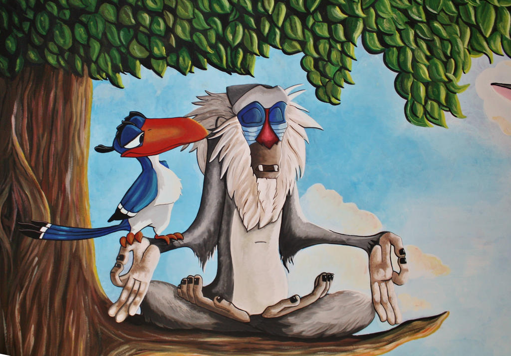 Rafiki and Zazu disney mural