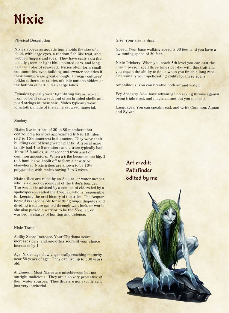 Nixie Race by DnyoDuzDevaintart12 on DeviantArt