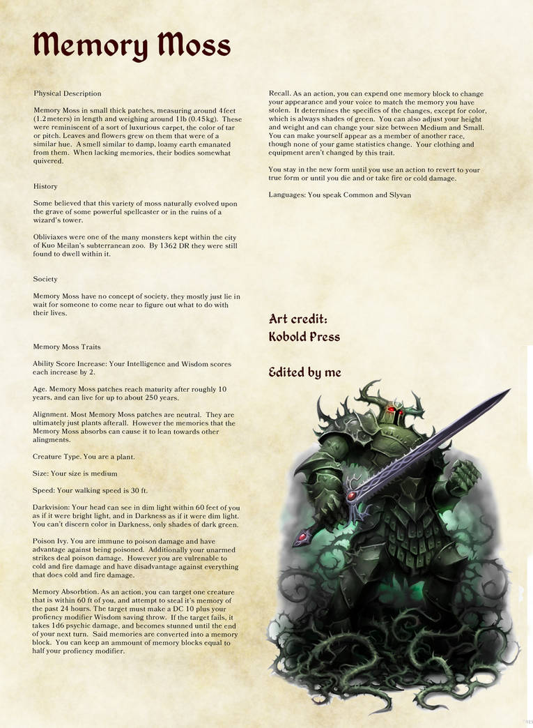 Memory Moss Race by DnyoDuzDevaintart12 on DeviantArt