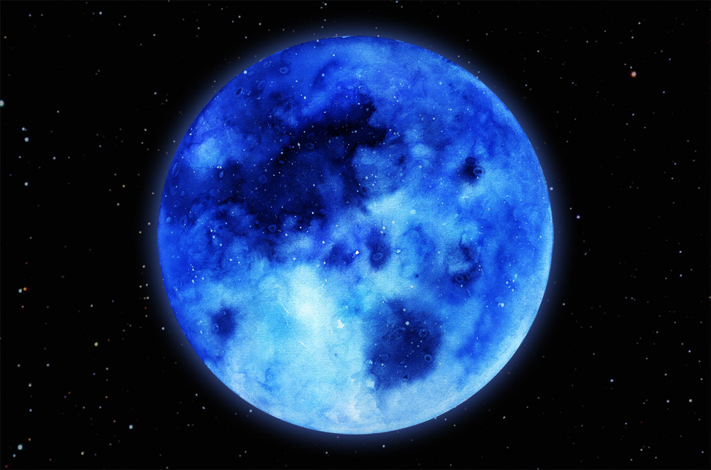 Watercolor: Blue Moon