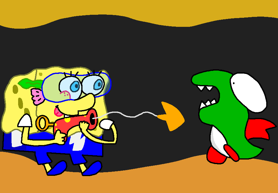 Spongebob Dig Gif SpongeBob in Dig Dug by JimmySonic on DeviantArt