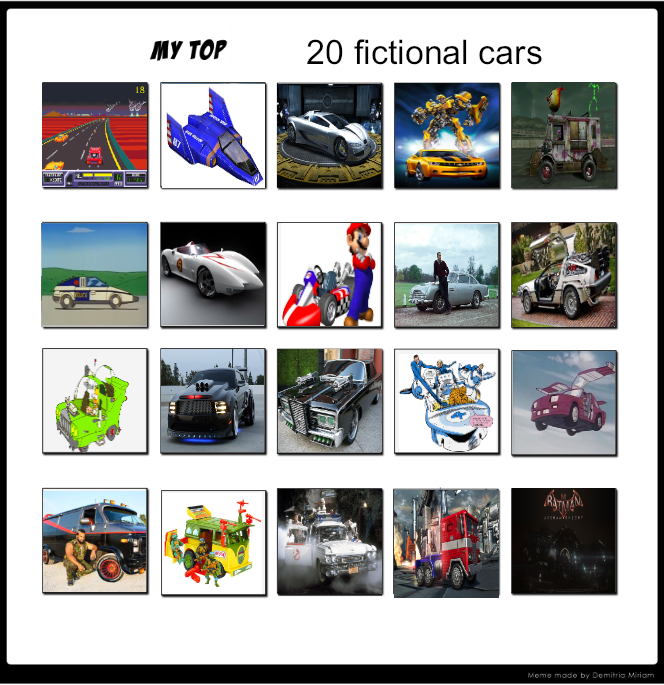 Fictional Car Mod Top 20 fictional cars by JefimusPrime on DeviantArt