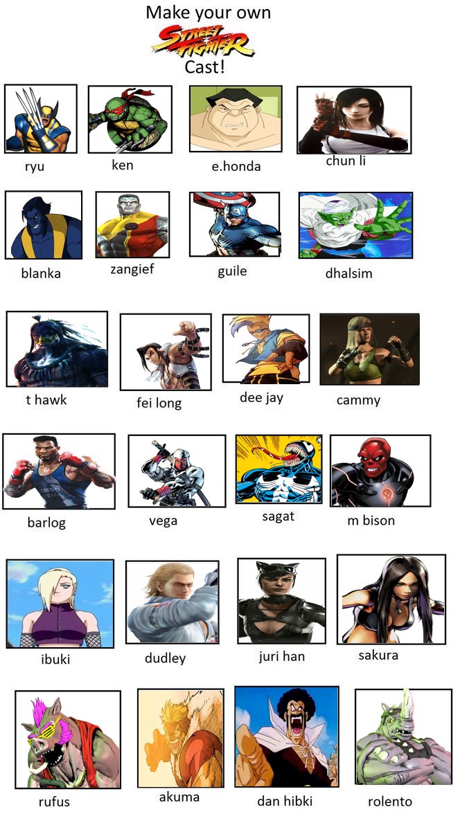Jefimus Prime S Own Street Fighter Cast By Jefimusprime On Deviantart