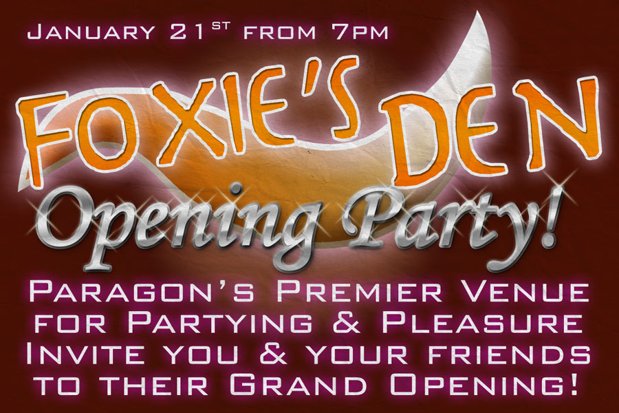 Foxie's Den Opening! Invite leaflet