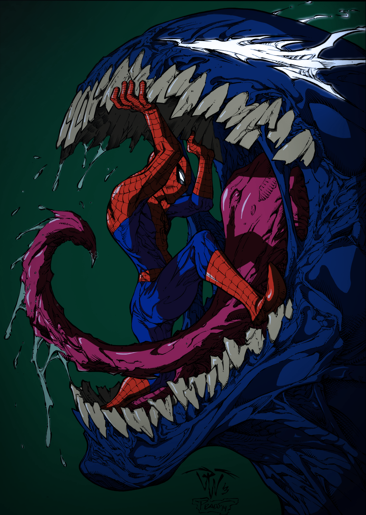 Spiderman and venom Colored
