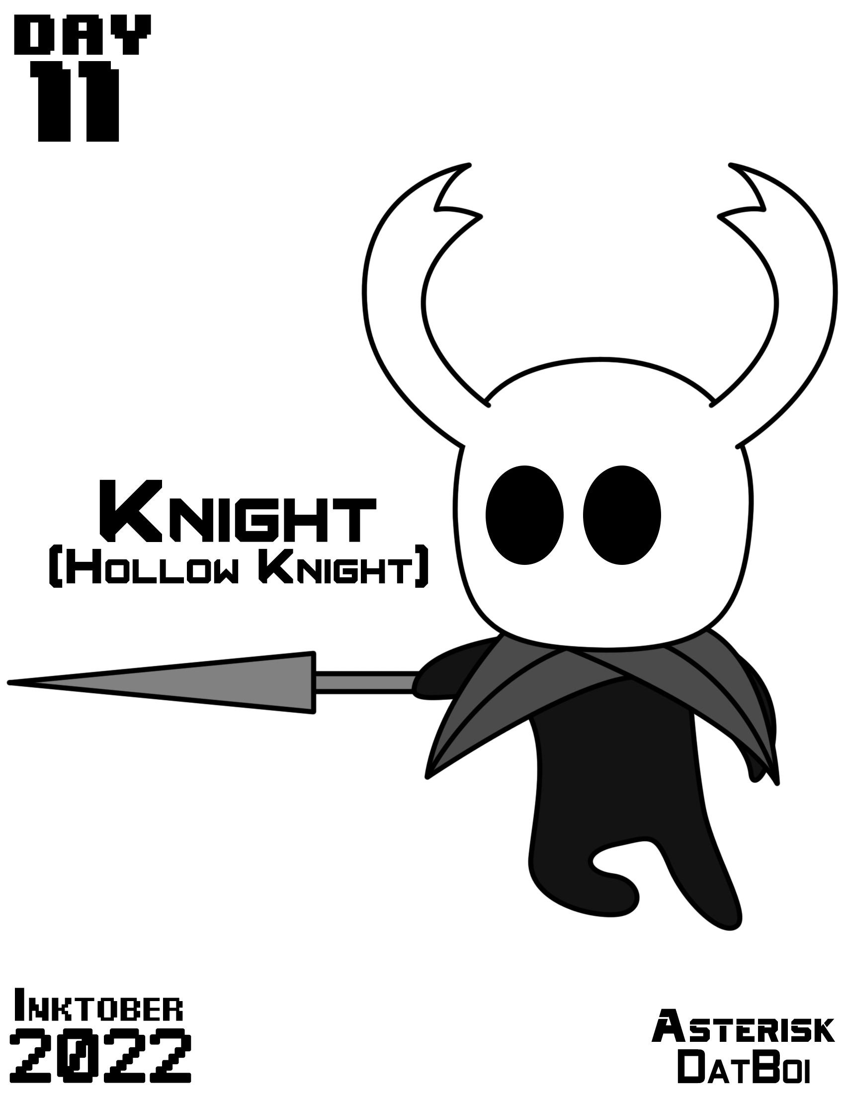 Inktober 2022 - Day 11: Knight (Hollow Knight)