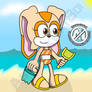 Cream the Rabbit walking at the beach