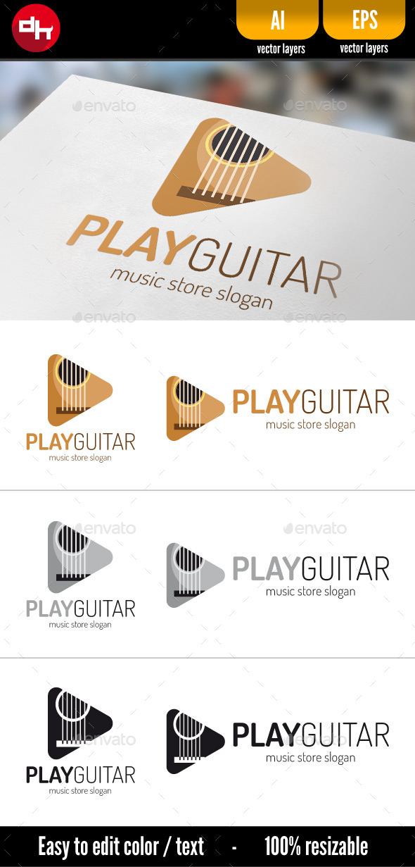 Play Guitar - Logo Template