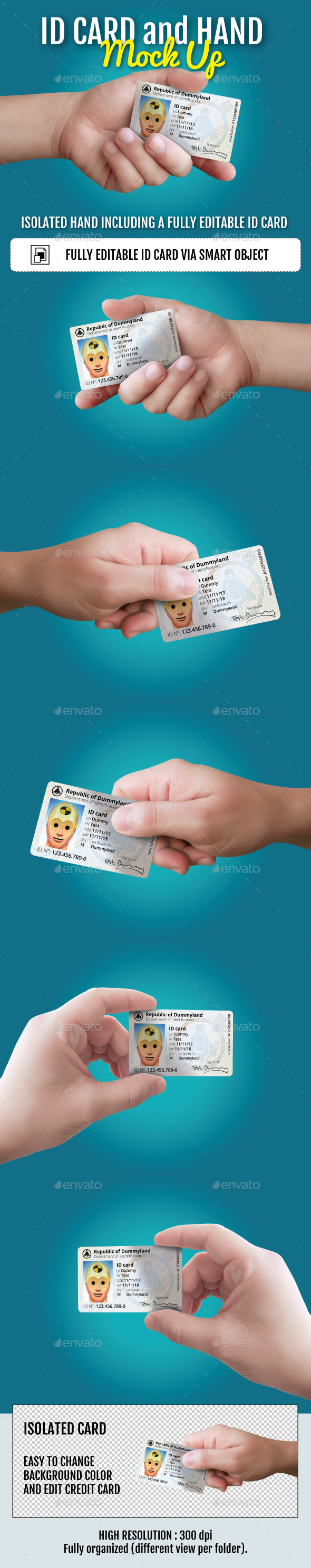 ID Card and Hand Mockup