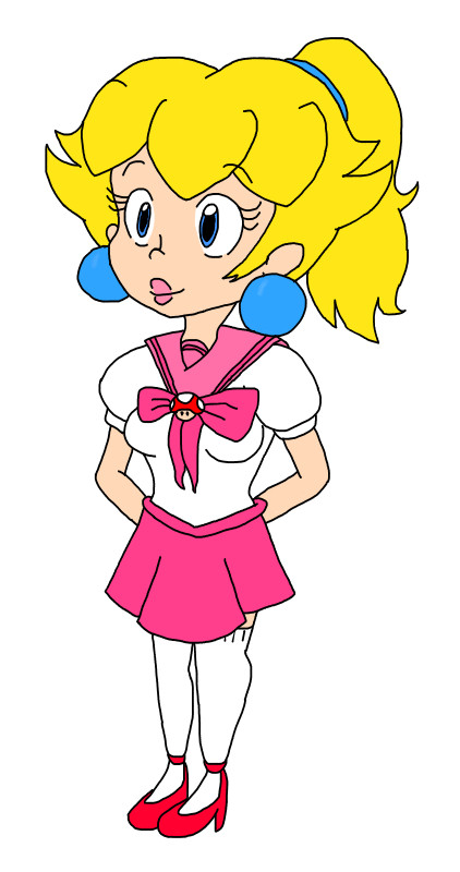 Peach in School outfit
