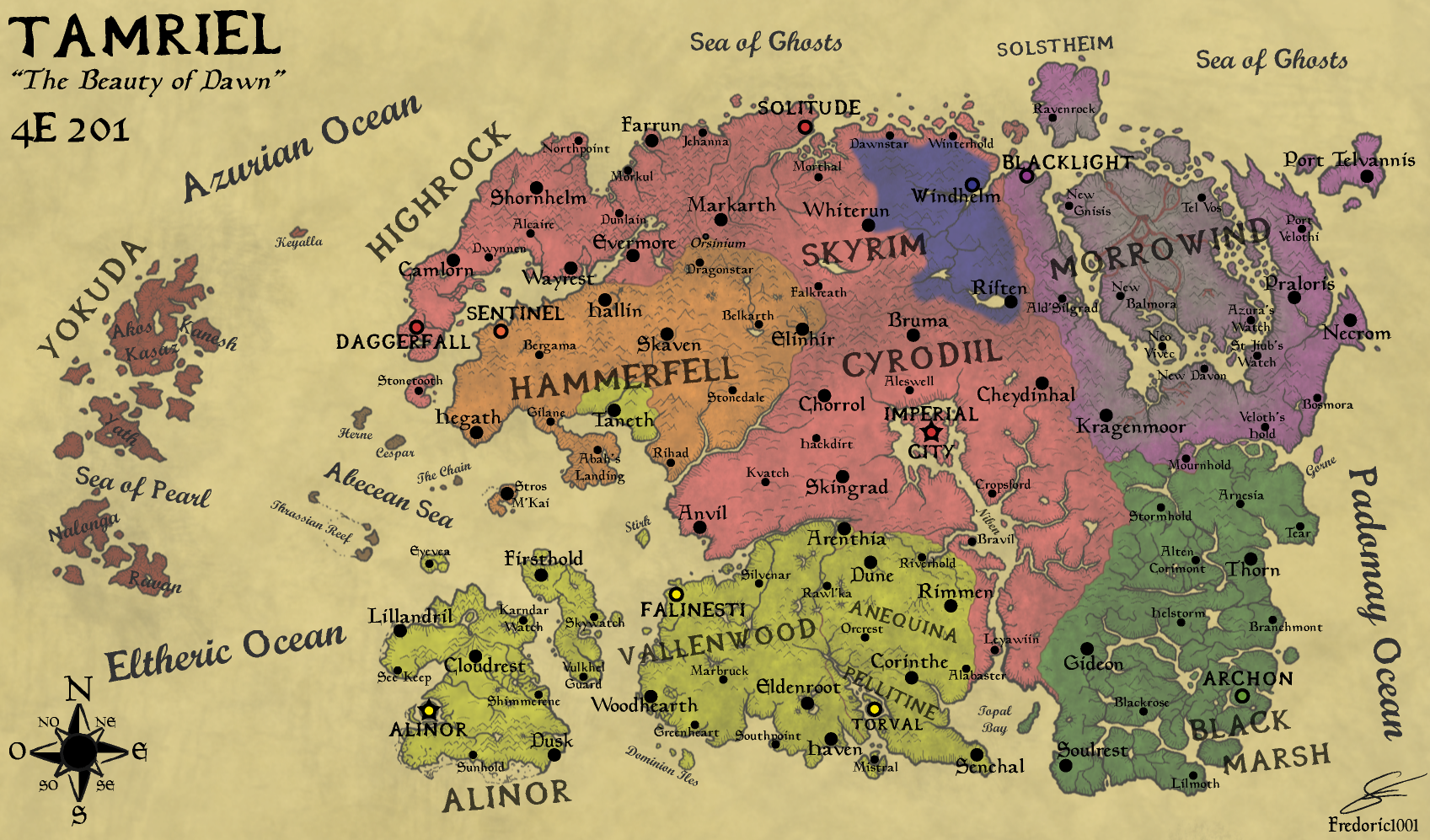 Geopolitical map of Tamriel in 4E201 (English) by fredoric1001 on