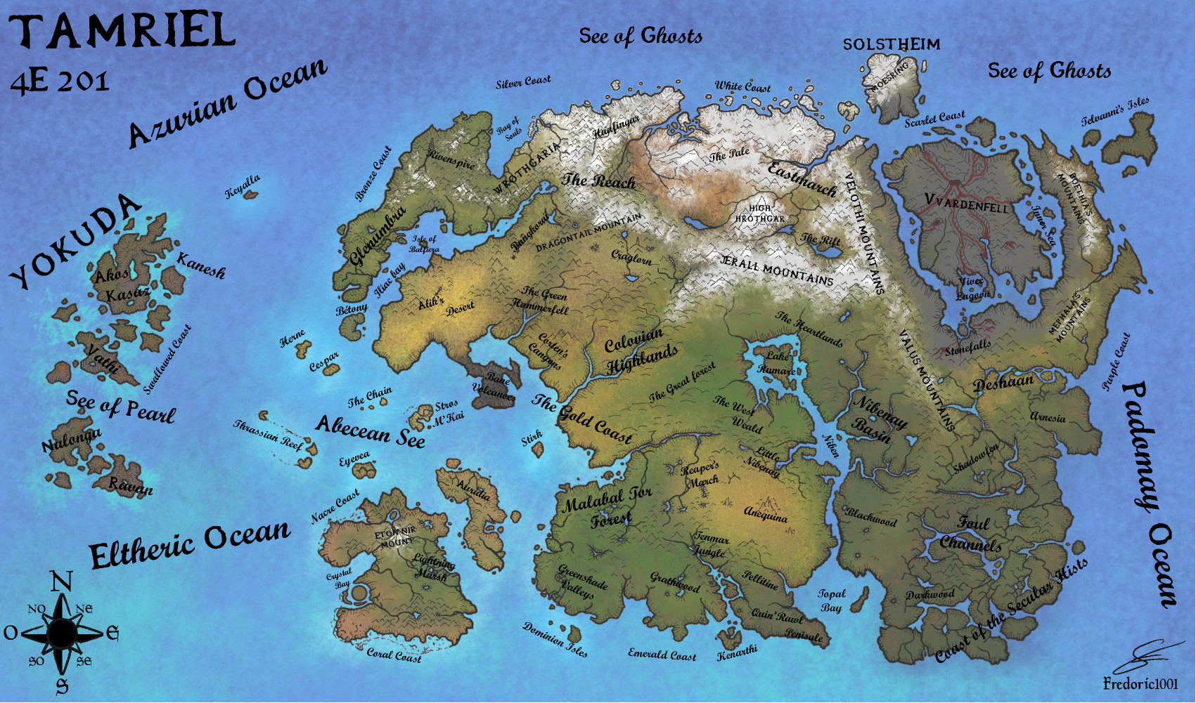 Geographic map of Tamriel in 4E201 (English)