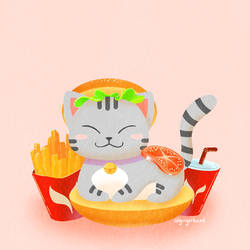 Burger Cat by Gingerko