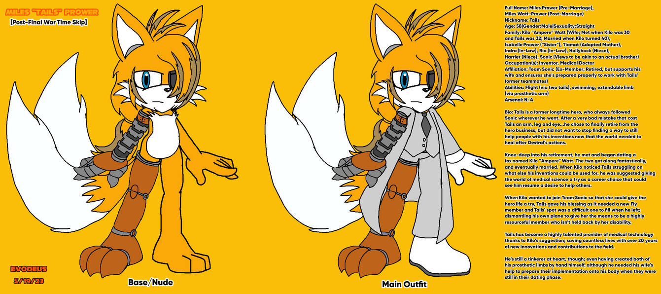 Tails (Post-StH:TFW Timeskip) Ref by EvoDeus on DeviantArt