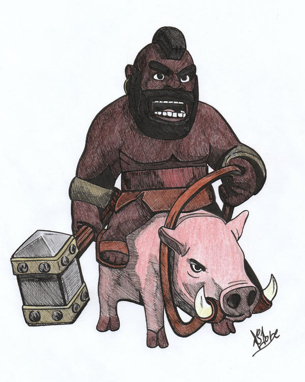 Hog Rider Clash of Clans coloured by DaegStone on DeviantArt