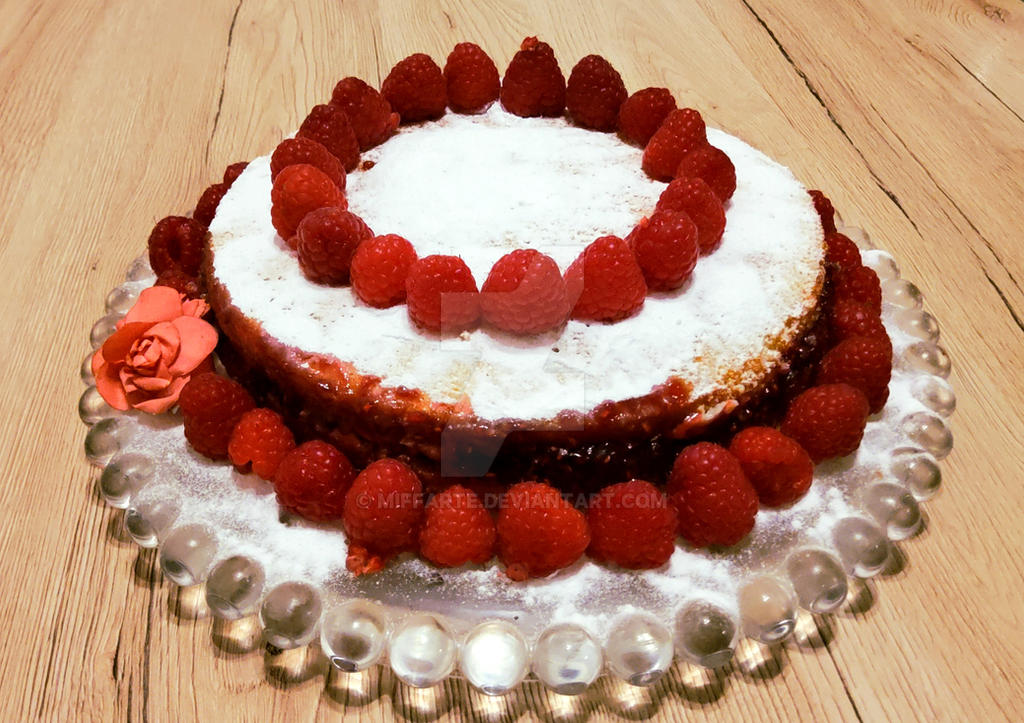 Victoria Sponge Cake with Raspberries by MiffArte on DeviantArt