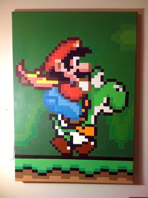 Mario and Yoshi Pixel Painting