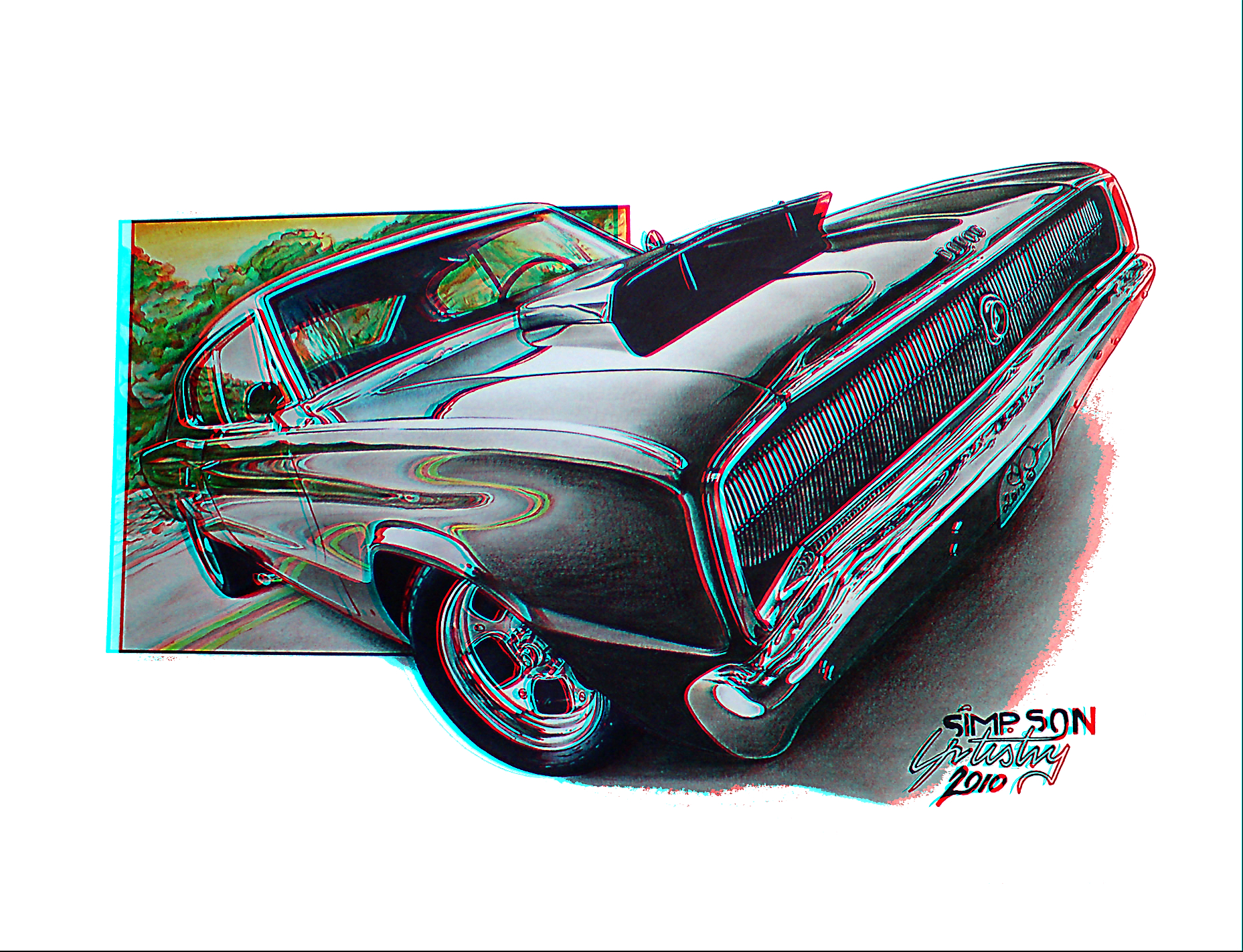 66 Dodge Charger Anaglyph