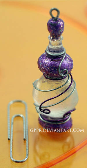 Resin Bottle pendant - purple