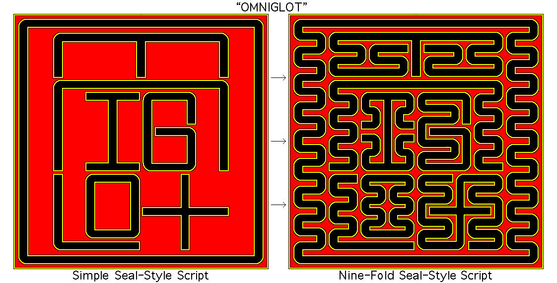 OMNIGLOT: Simple and Nine-Fold Seal-Style Script by square-word on ...