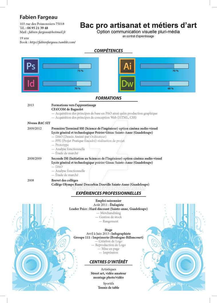 Ama Cv Presentation Example CV Bac pro AMA Option communication visuelle by Skiiny on DeviantArt