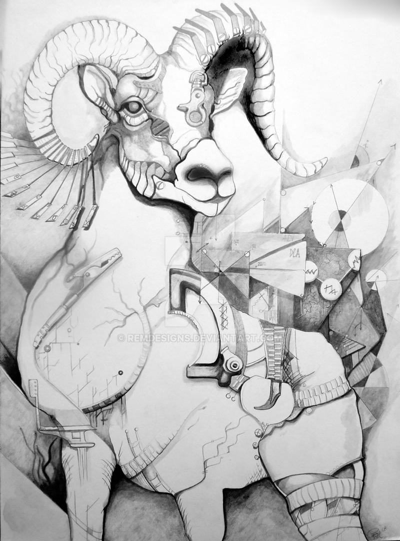 animal machine ink wash