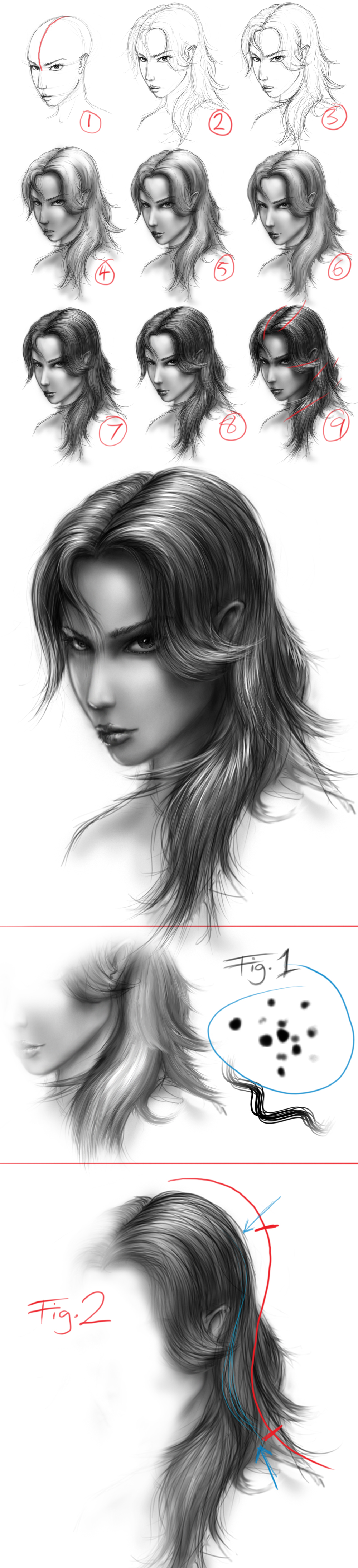 hair full tutorial by dypsomaniart