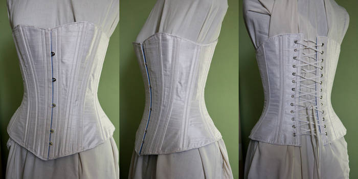 1880's white silk corset