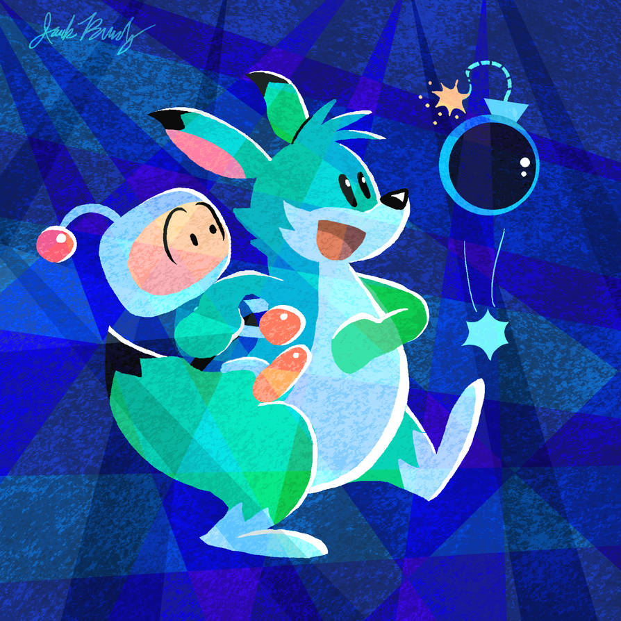 Bomberman and Louie have a kick by jackchickengravy on DeviantArt