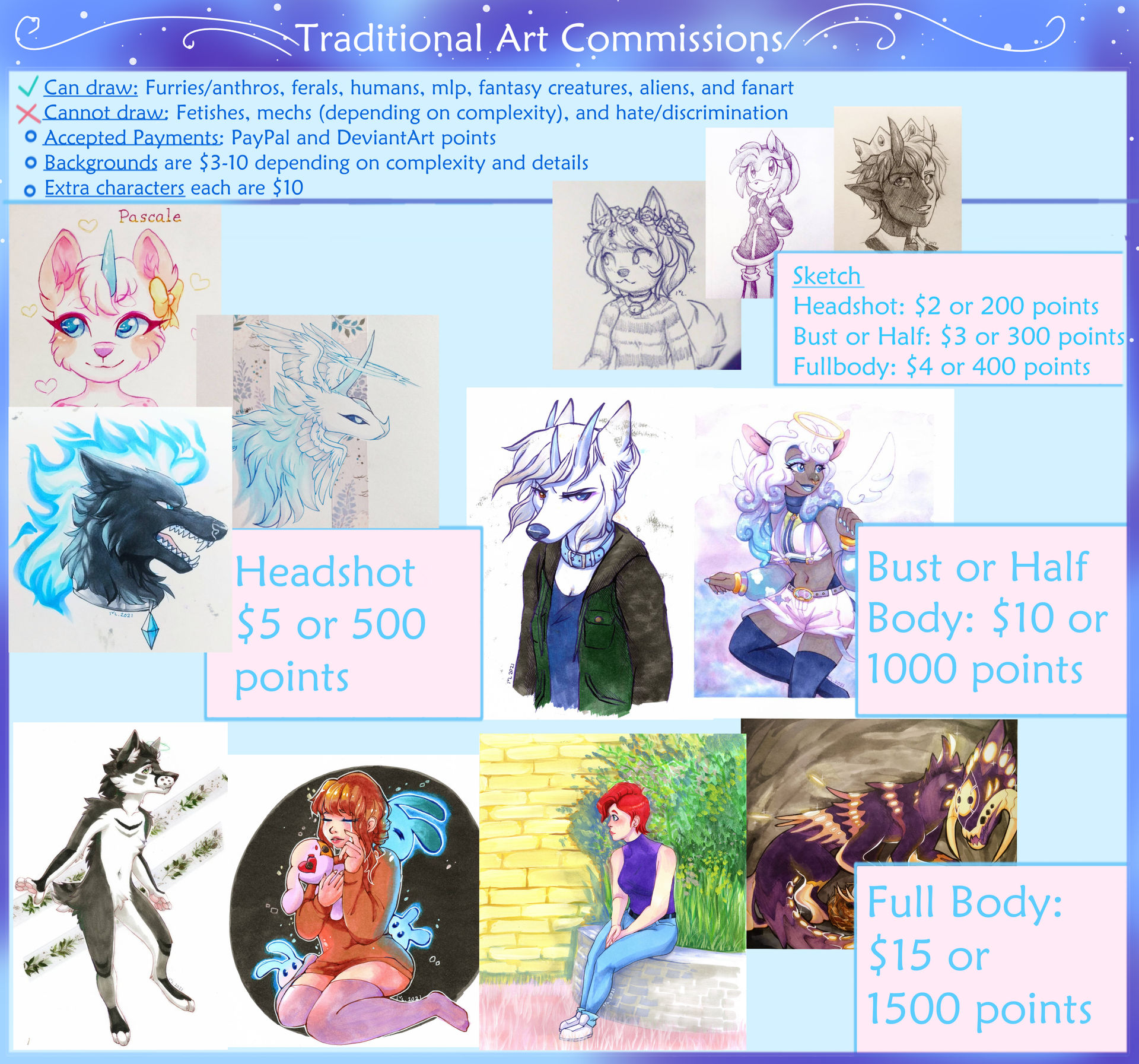 Artist Commissions (OPEN) Traditional Art Commission Sheet by Sn0wyAngel on DeviantArt