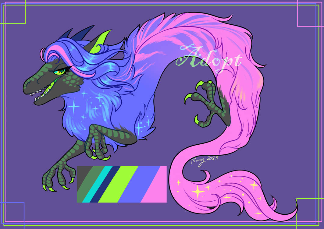 (OPEN) $10 Neon Dragon Raptor Hybrid by Sn0wyAngel on DeviantArt