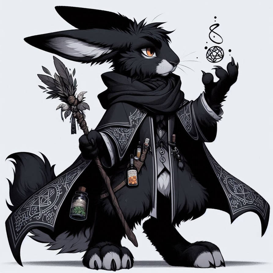 Dynamic Anthro Rabbit Mage Design Adopt Furry Dark Mage Bunny 1 - Open by ChocoPieAI on DeviantArt