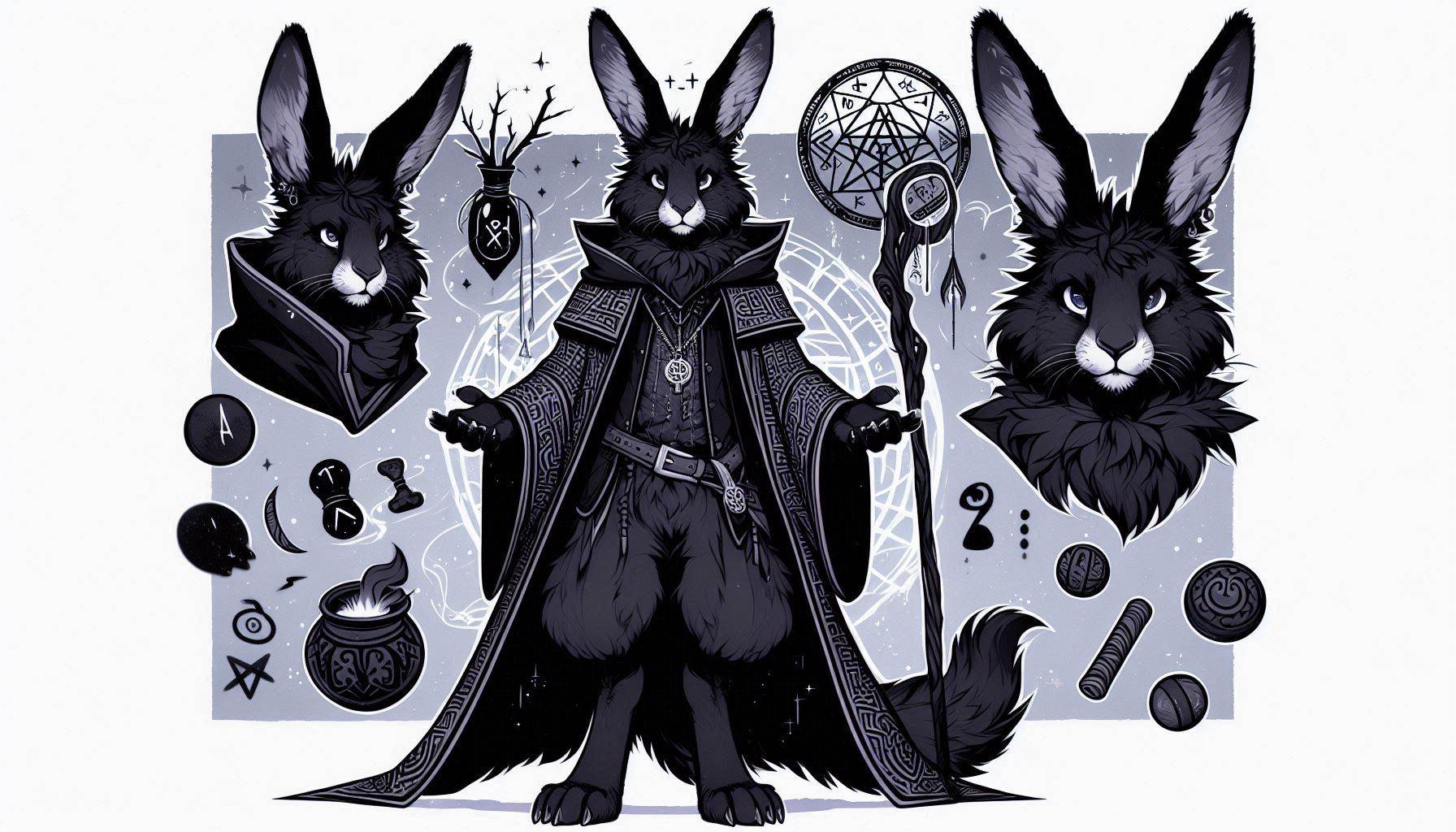 Dynamic Anthro Rabbit Mage Design Adopt Furry Dark Mage Bunny 2 - Open by ChocoPieAI on DeviantArt