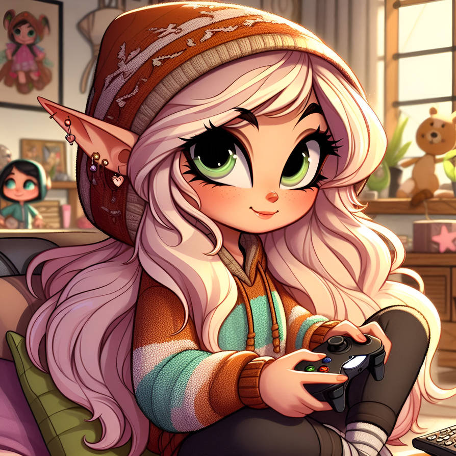 Elf Playing Computer Gamer Elf by ChocoPieAI on DeviantArt