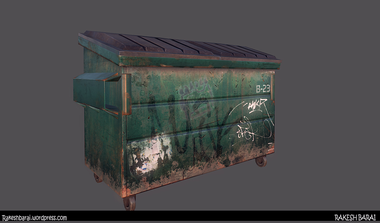 Lowpoly Dumpster(game asset)