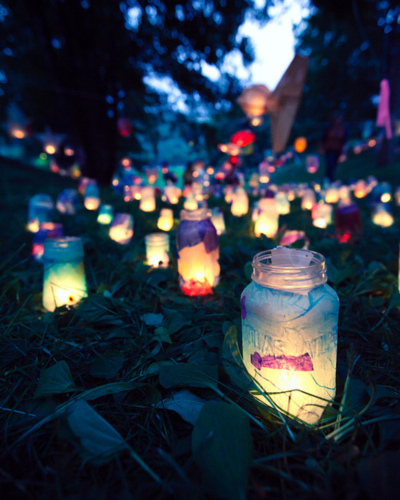 lit lanterns