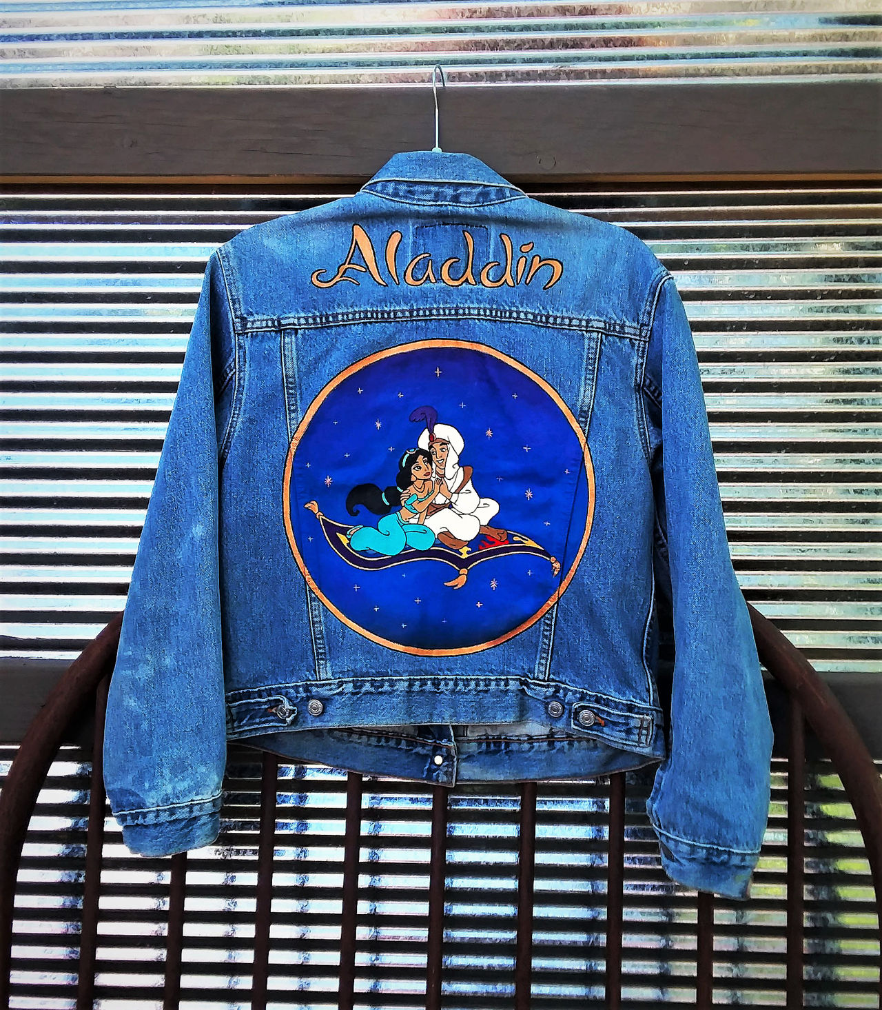 Custom Aladdin + Jasmine Denim Jean Jacket by Bleudoor on DeviantArt