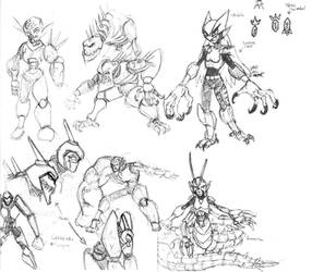 Elves With Mecha sketches