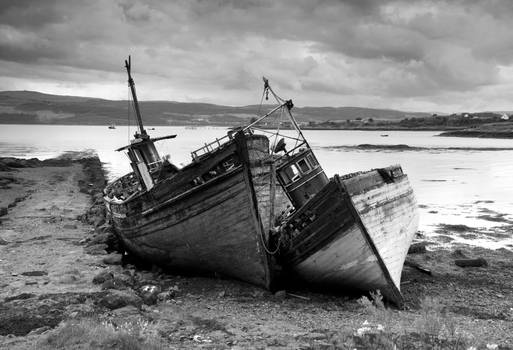 Old Boats, Isle of Mull b+W