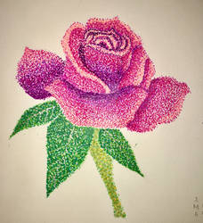 hybrid tea rose pointillism