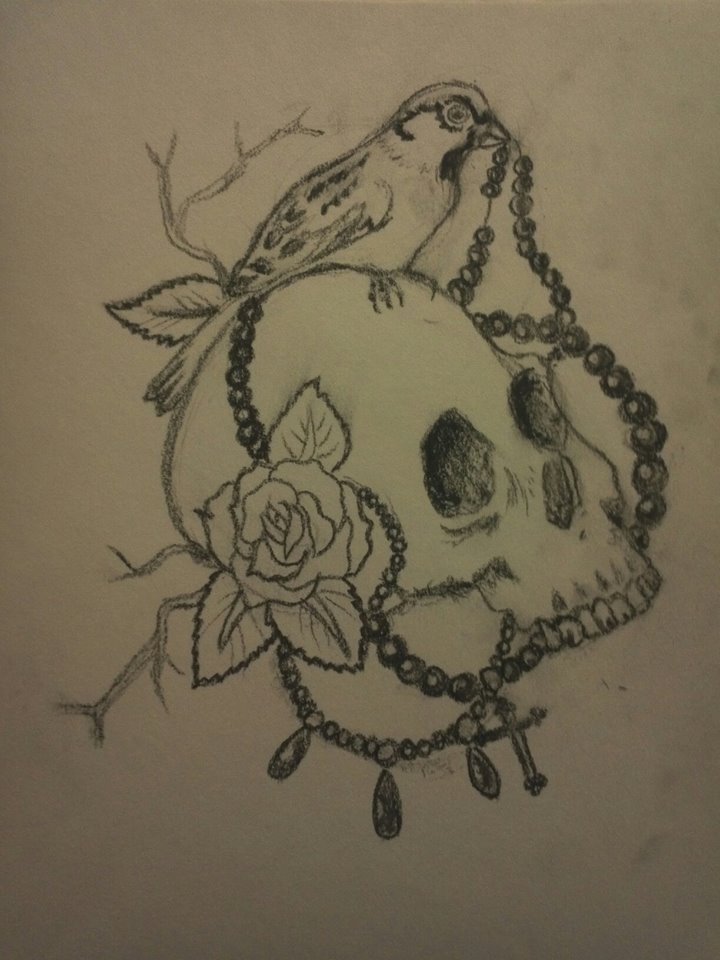 Skull, Beads and Bird