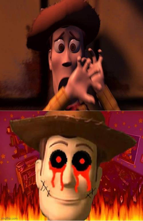 Woody Scared Of His EXE Self by abesonic2 on DeviantArt