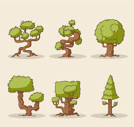 6 Cartoon Tree Design Vector