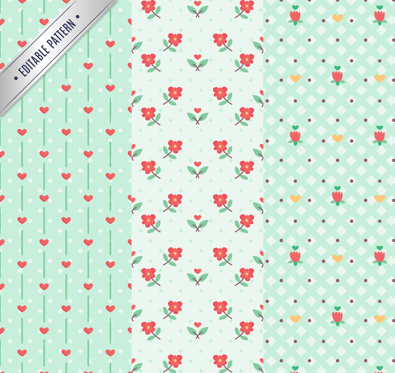 3 Elegant Pattern Seamless Background Vector Mater