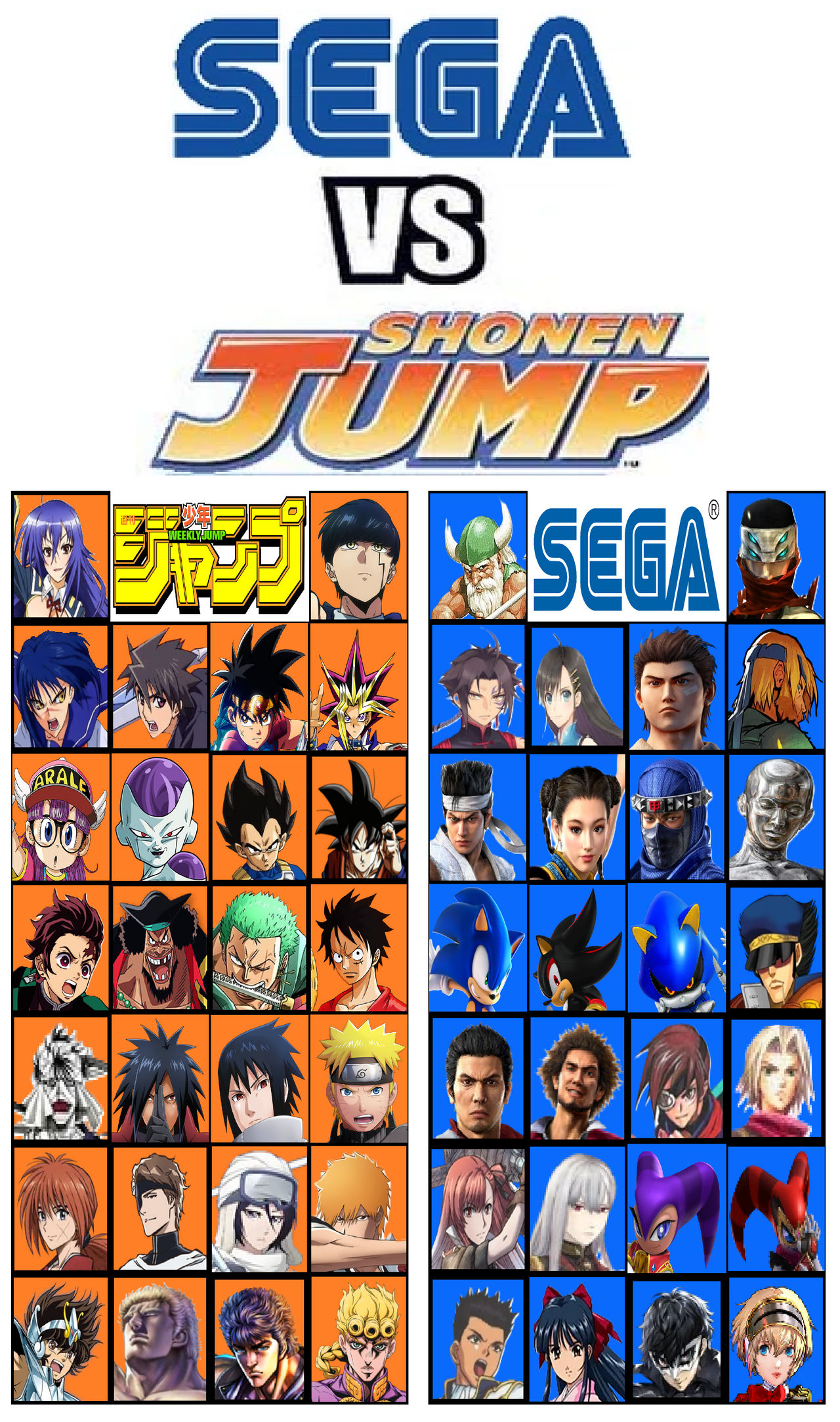 Sega vs. Shonen Jump Roster Wishlist by zdane3t on DeviantArt