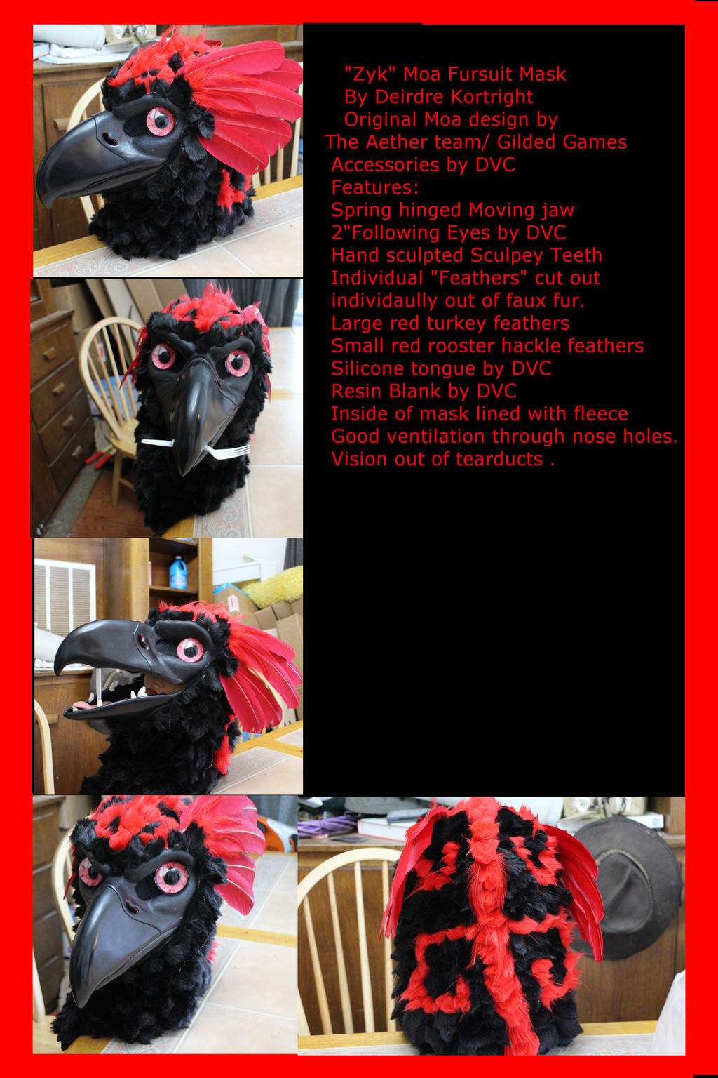 Minecraft Aether Moa Fursuit mask Collage