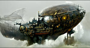 Steampunk battle airship
