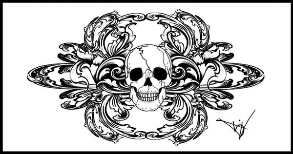 Gothic Skull Filigree Tat V4