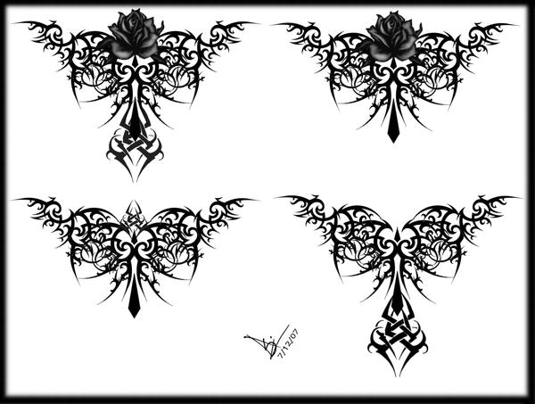 Gothic Tribal Rose Tattoo LB