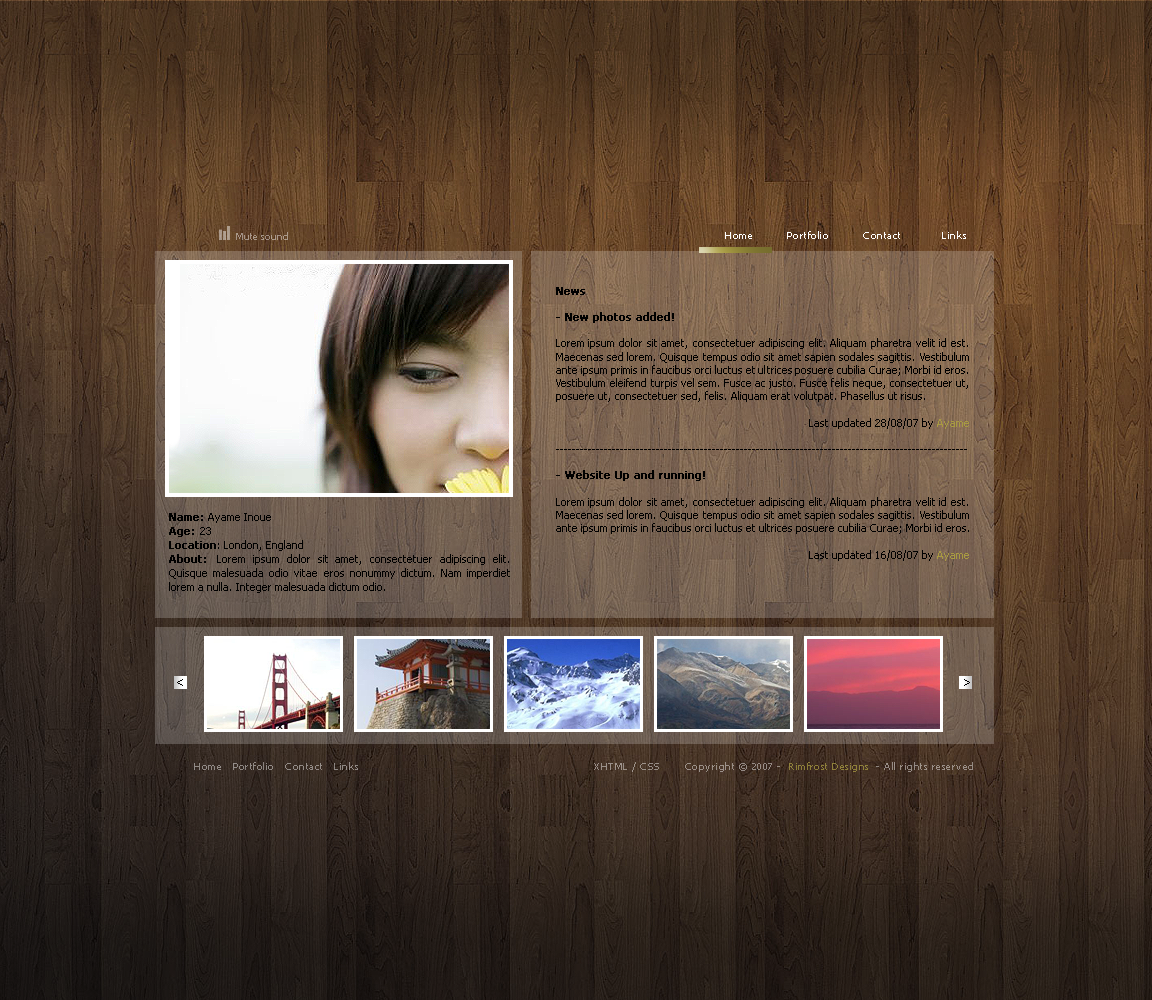 Photography portfolio layout